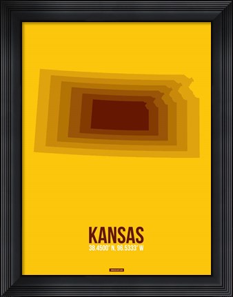 Framed Kansas Radiant Map 2 Print