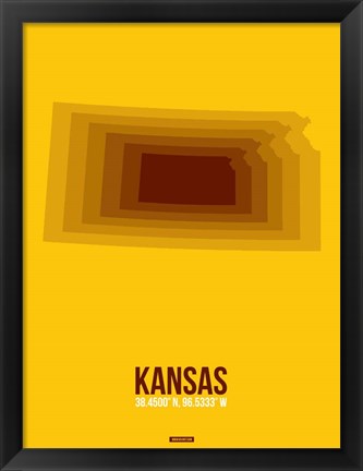 Framed Kansas Radiant Map 2 Print