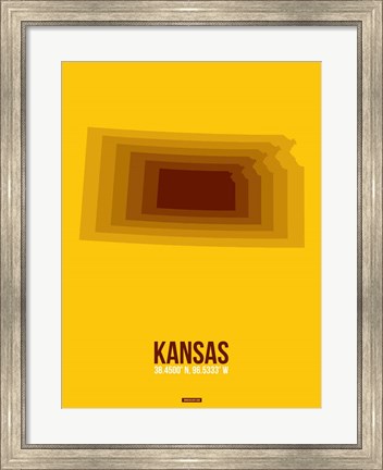 Framed Kansas Radiant Map 2 Print