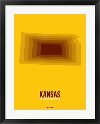 Framed Kansas Radiant Map 2 Print