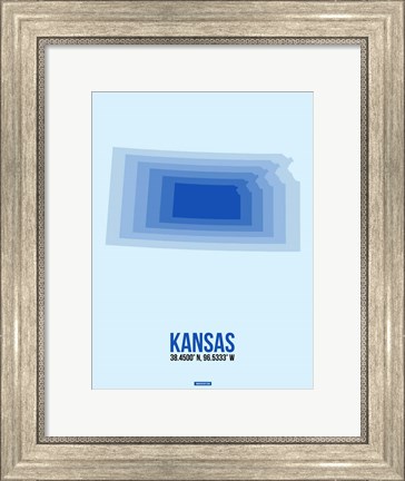 Framed Kansas Radiant Map 3 Print