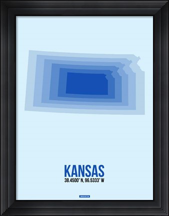 Framed Kansas Radiant Map 3 Print