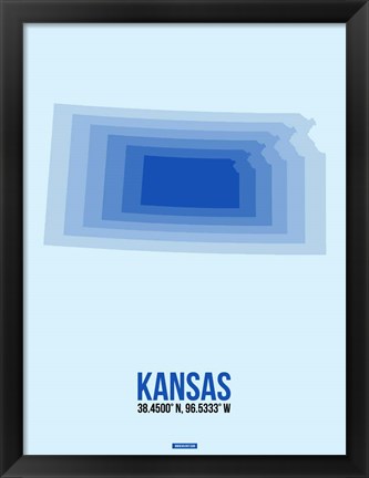 Framed Kansas Radiant Map 3 Print