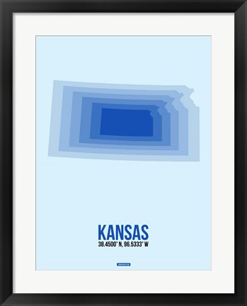 Framed Kansas Radiant Map 3 Print