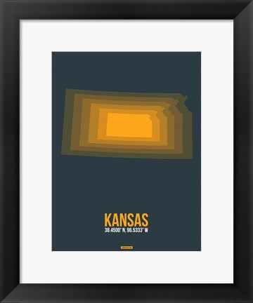 Framed Kansas Radiant Map 4 Print