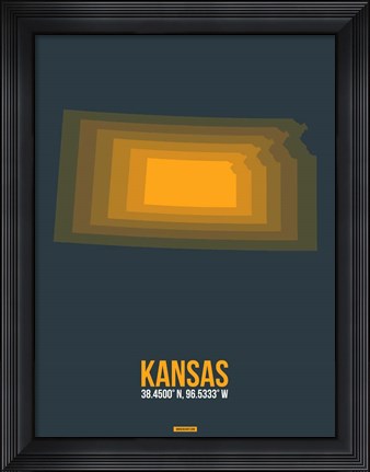 Framed Kansas Radiant Map 4 Print