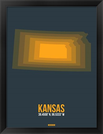 Framed Kansas Radiant Map 4 Print