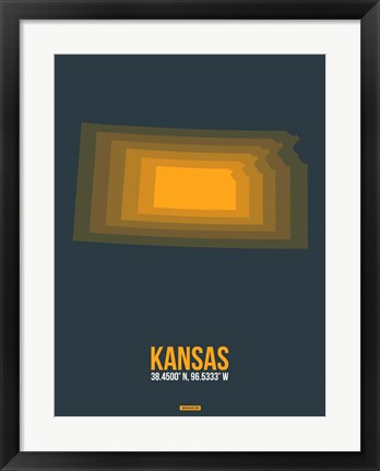 Framed Kansas Radiant Map 4 Print