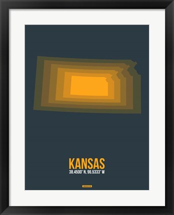 Framed Kansas Radiant Map 4 Print