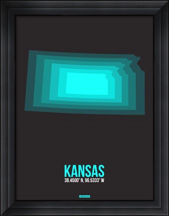 Framed Kansas Radiant Map 5 Print