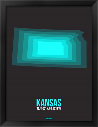 Framed Kansas Radiant Map 5 Print