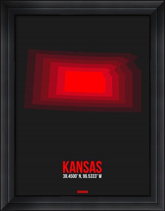 Framed Kansas Radiant Map 6 Print