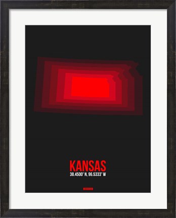 Framed Kansas Radiant Map 6 Print