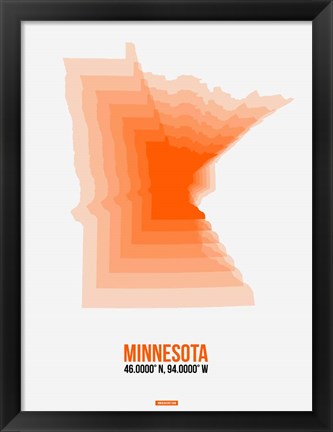 Framed Minnesota Radiant Map 1 Print