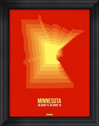 Framed Minnesota Radiant Map 2 Print
