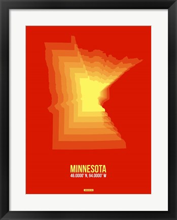 Framed Minnesota Radiant Map 2 Print