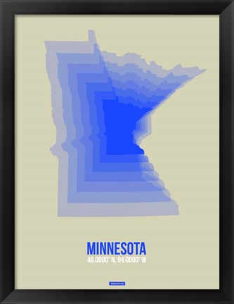 Framed Minnesota Radiant Map 3 Print