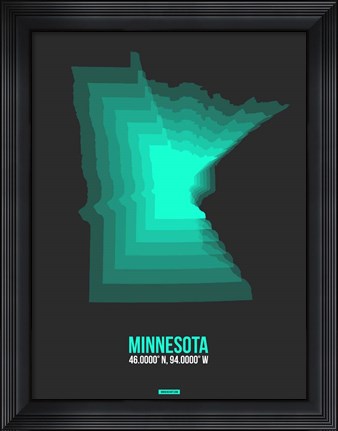 Framed Minnesota Radiant Map 4 Print