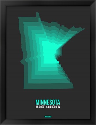 Framed Minnesota Radiant Map 4 Print