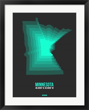 Framed Minnesota Radiant Map 4 Print