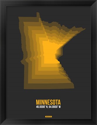 Framed Minnesota Radiant Map 5 Print