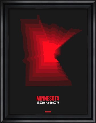 Framed Minnesota Radiant Map 6 Print