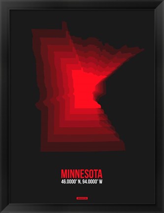 Framed Minnesota Radiant Map 6 Print
