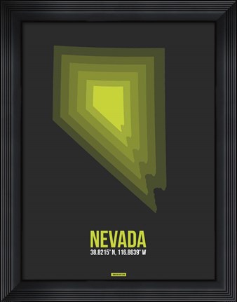 Framed Nevada Radiant Map 4 Print