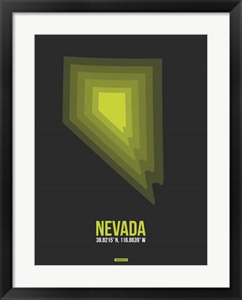 Framed Nevada Radiant Map 4 Print