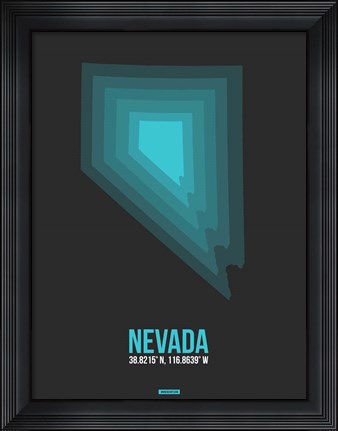 Framed Nevada Radiant Map 5 Print