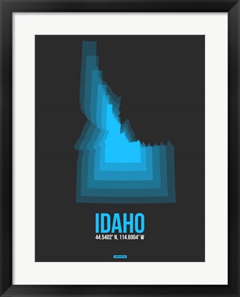 Framed Idaho Radiant Map 4 Print