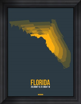Framed Florida Radiant Map 4 Print
