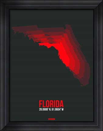 Framed Florida Radiant Map 5 Print