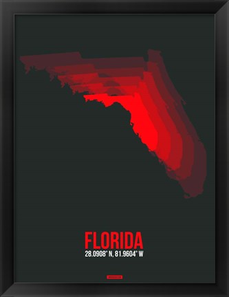 Framed Florida Radiant Map 5 Print