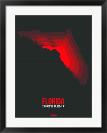 Framed Florida Radiant Map 5 Print