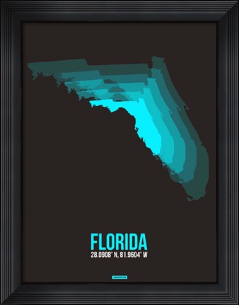 Framed Florida Radiant Map 6 Print