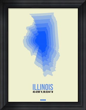 Framed Illinois Radiant Map 1 Print