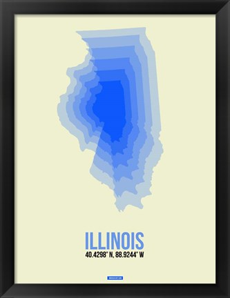 Framed Illinois Radiant Map 1 Print