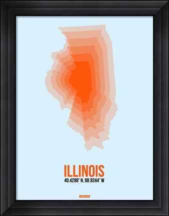 Framed Illinois Radiant Map 2 Print
