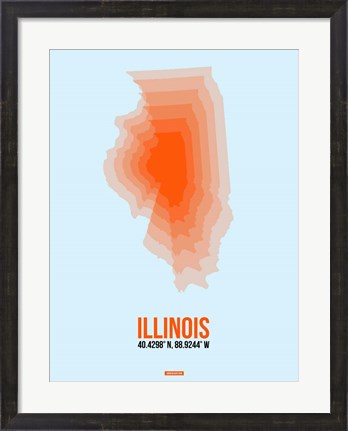 Framed Illinois Radiant Map 2 Print