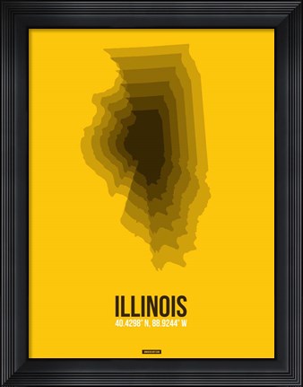 Framed Illinois Radiant Map 3 Print