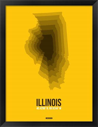 Framed Illinois Radiant Map 3 Print