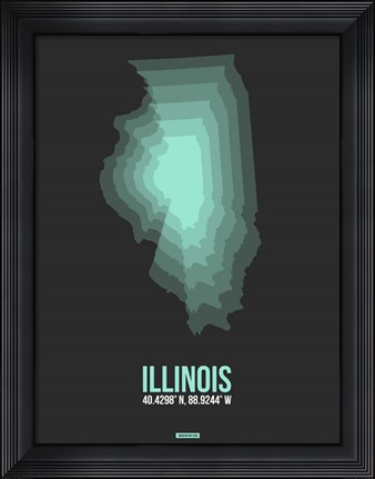 Framed Illinois Radiant Map 4 Print