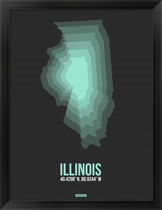 Framed Illinois Radiant Map 4 Print