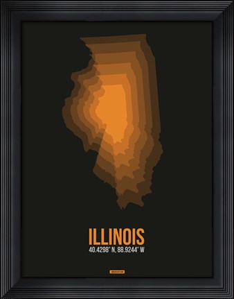 Framed Illinois Radiant Map 5 Print