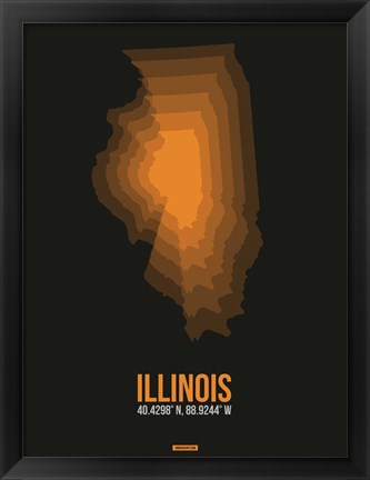 Framed Illinois Radiant Map 5 Print