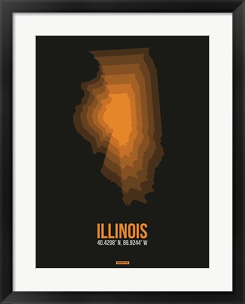 Framed Illinois Radiant Map 5 Print