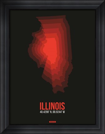 Framed Illinois Radiant Map 6 Print