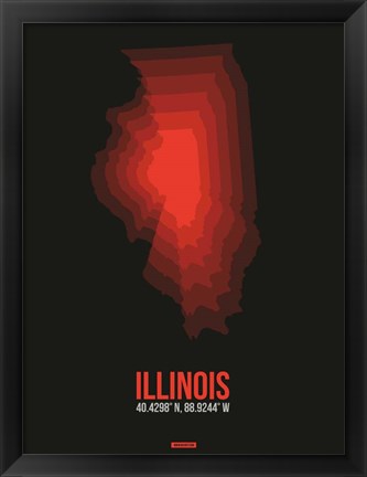 Framed Illinois Radiant Map 6 Print