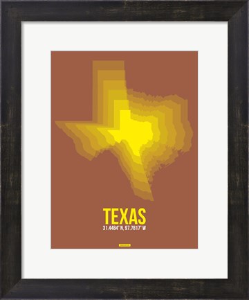 Framed Texas Radiant Map 2 Print